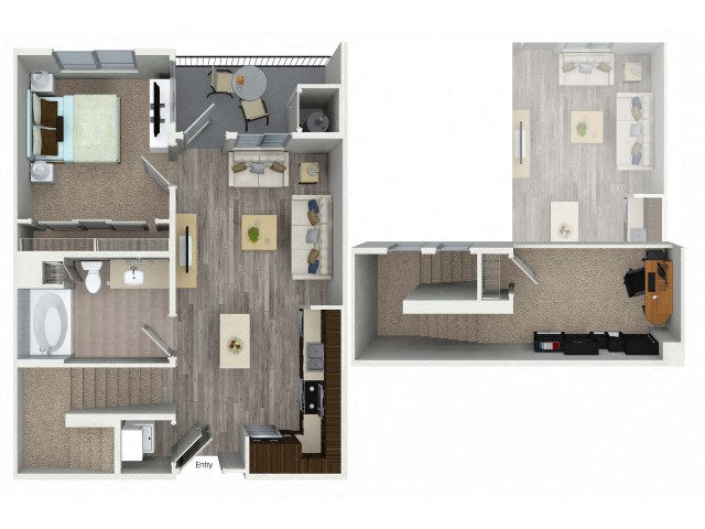 Floor plan for 1 bed, 1 bath, 783 sqft